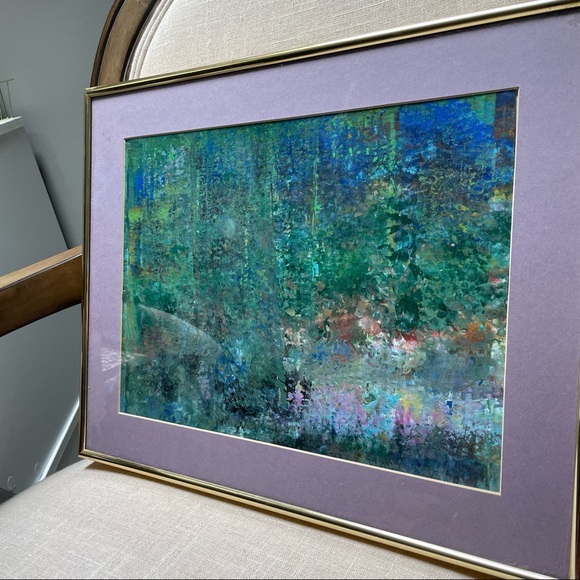 Framed hand painted large Abstract art in purple matting & Gold Frame - Picture 14 of 14